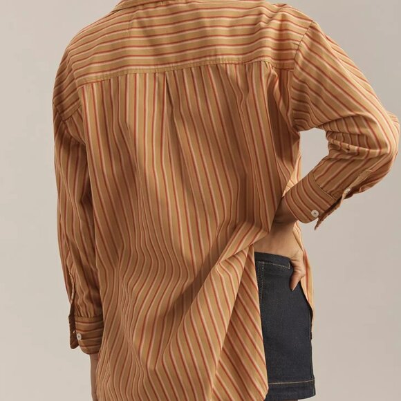 NWT Anthropologie Maeve Bennett Button Down Shirt Brown Motif - Picture 2 of 3